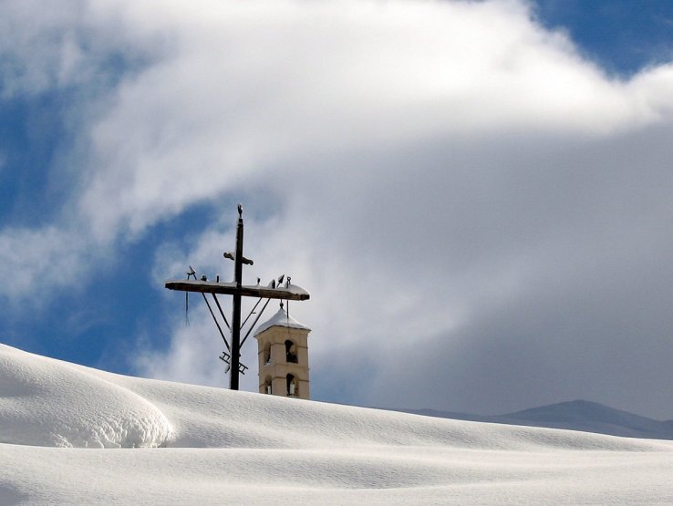 Croix de Mission et clocher de Saint-Véran