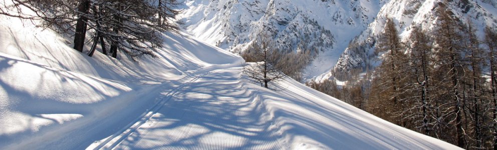 Piste de ski de fond à la mine de cuivre de Saint-Véran (Queyras, Hautes Alpes)